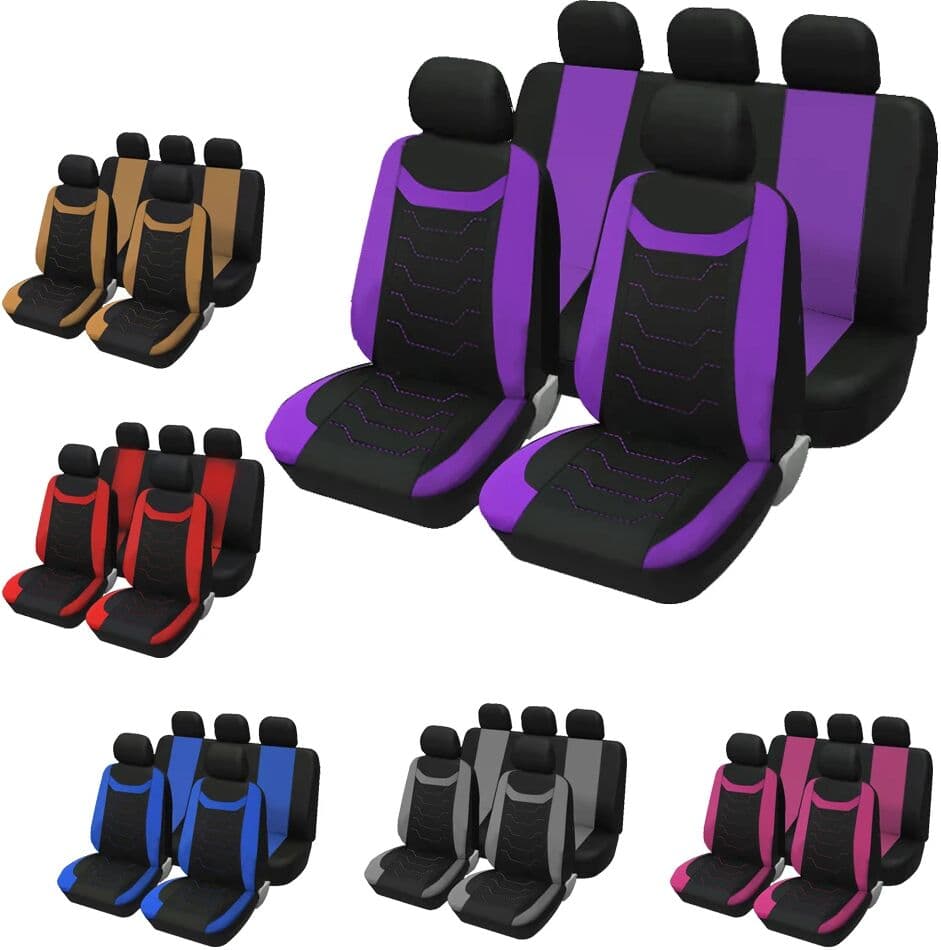 Autoking cover Full Set Car Seat Covers  Concave Embroidery Polyester Fabric Universal Seat Covers for Car SUV Truck Van Accessories Interior
