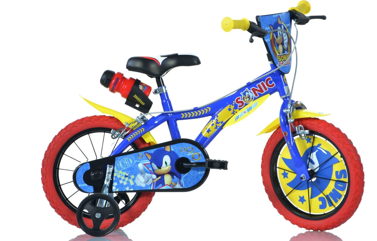 Kinderfahrrad DINO BIKES "16" Sonic Kinderfahrrad Jugen Freilauf Alter 4–7 Jahre Stützräder" Gr. 30, blau, Fahrräder, Kinder, 30cm, 16 Zoll (40,64cm), Kinderfahrrad, mit Stützrädern, Trinkflasche und Frontschild blau 30cm, 16 Zoll (40,64cm)