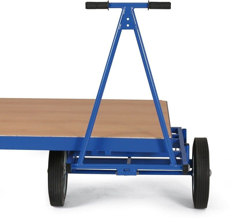 B2B Partner 3 Wózek platformowy z dyszlem i przednimi/tylnymi szynami bocznymi, 1000x2000 mm, 600 kg, koła pompowane