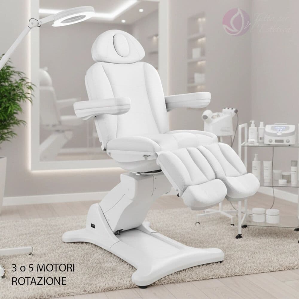 Weelko Poltrona elettrica Podologica Professionale centro estetico estetista da 3 o 5 Motori con Rotazione 240° TARSE 3 Motori