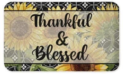 "Stupell Thankful & Blessed Sunflowers Printed Anti-Fatigue Floor Mat, design by Kim Allen, 30""x18"""