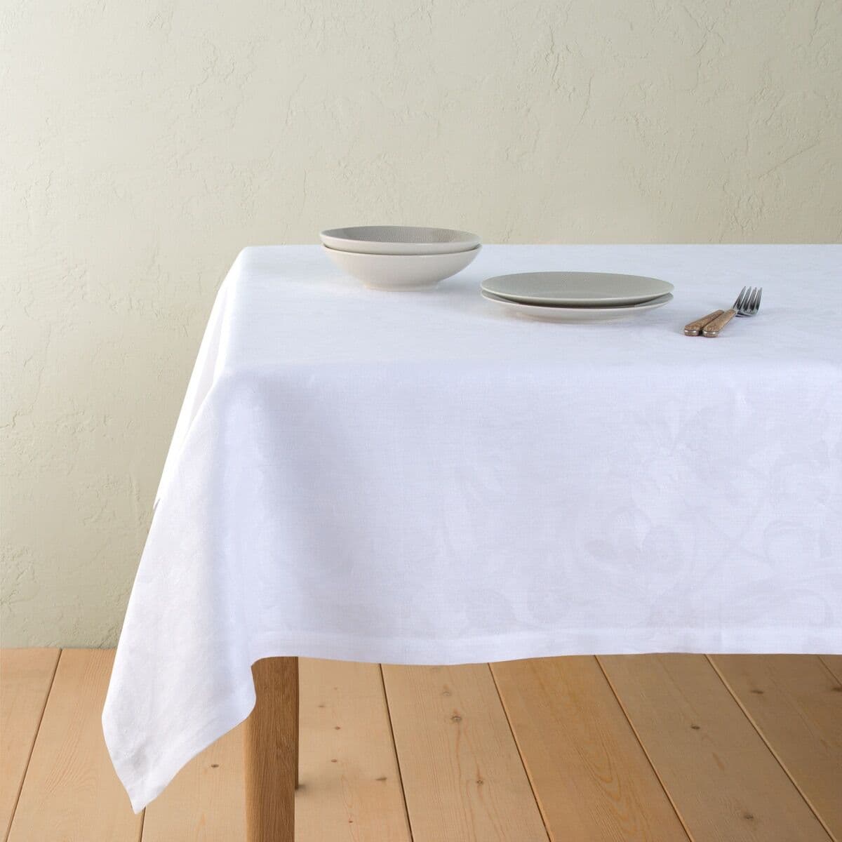 Le Jacquard FranÇais Mantel lino Tivoli .  (175 x 250 cm) Blanco
