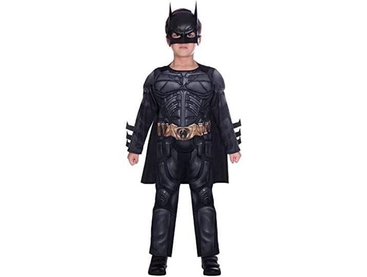 amscan - Kinderkostuum Batman uit The Dark Knight Rises, overall met gevoerde borst, cape, masker, superheld, themafeest, carnaval