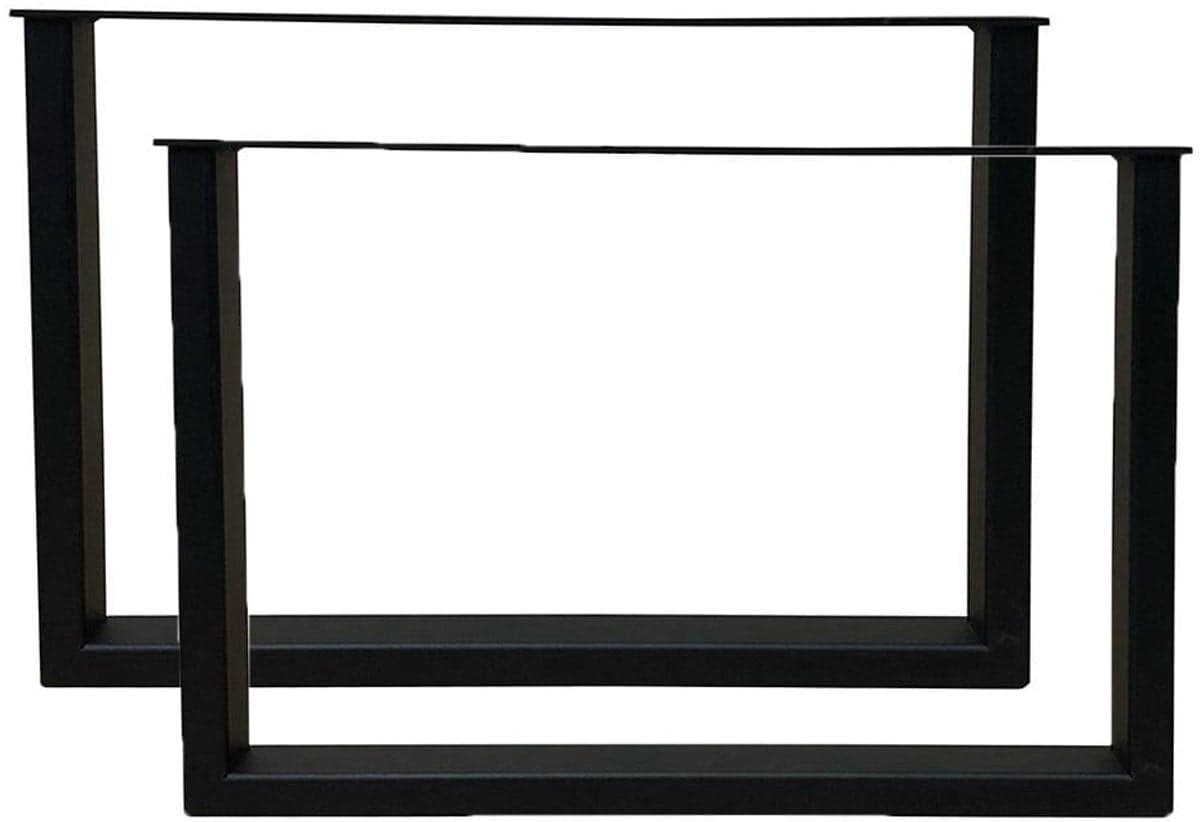 FLE Set van 2 stalen meubelpoten voor U-bank, zwart gepoedercoat, Breedte: 54 cm, Hoogte: 37,5 cm