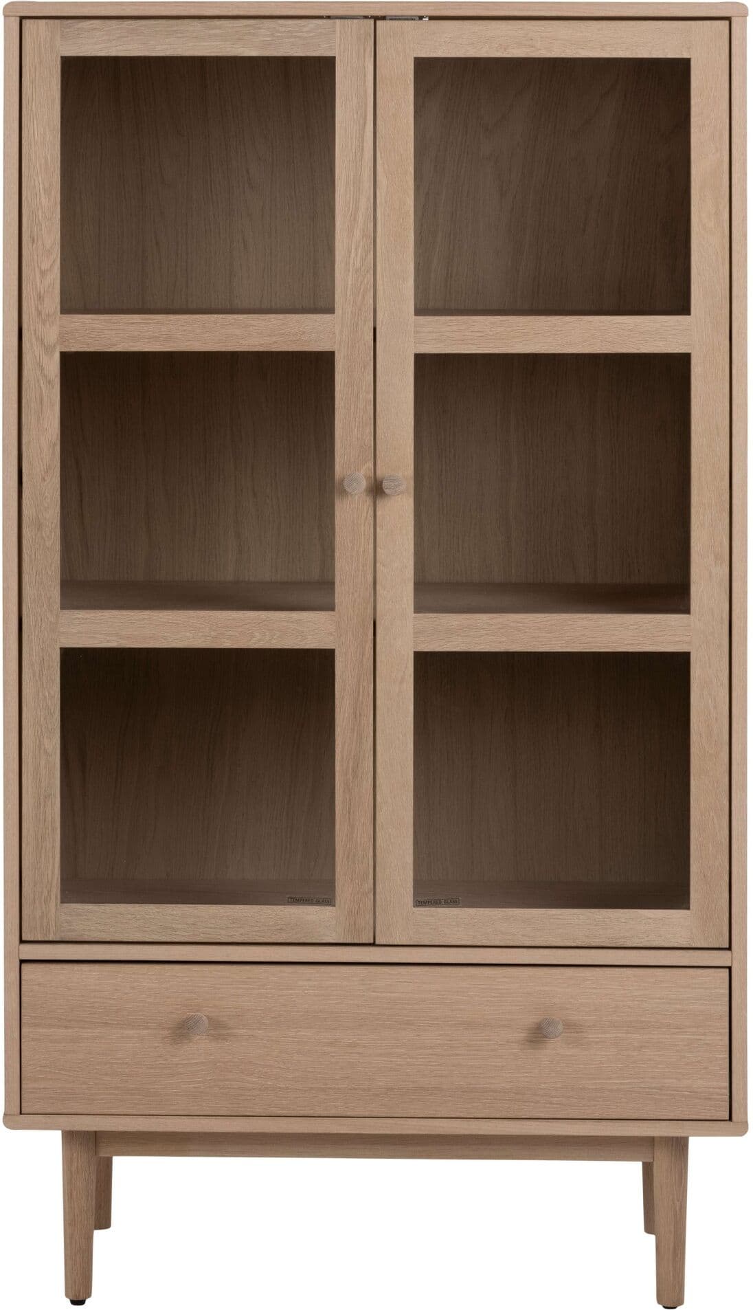 Vitrine ACTONA GROUP "Aston", weiss (weiß pigmentiert eiche), B:80cm H:144,8cm T:40cm, Schränke, Vitrine, Schrank, 2 Glastüren, 2 Einlegeböden, 1 Schublade, Eiche Furnier weiß pigmentiert eiche weiss pigmentiert, B/H/T: 80cm x 144,8cm x 40cm, Schubladen: 