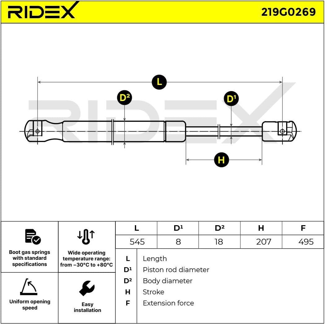 RIDEX 219G0269 Tailgate strut