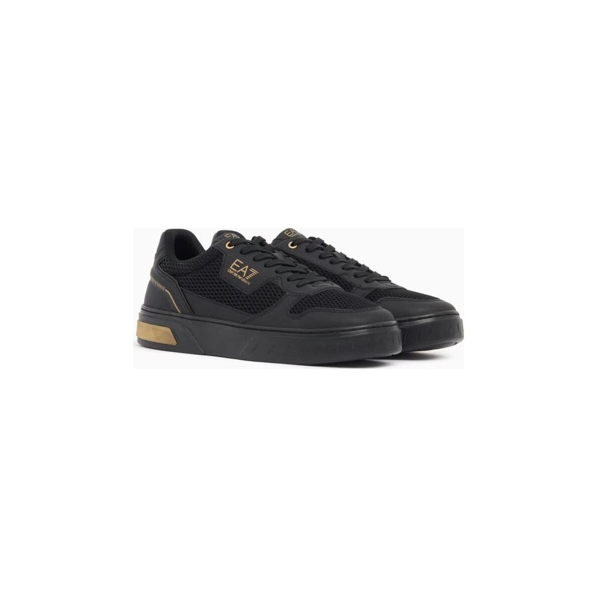 EA7 Sneaker - Sneaker NEW Premium Court Calf Pu+mesh triple black+gold+gold details (MC627) 7 7X000650 AF23102-MC627-7