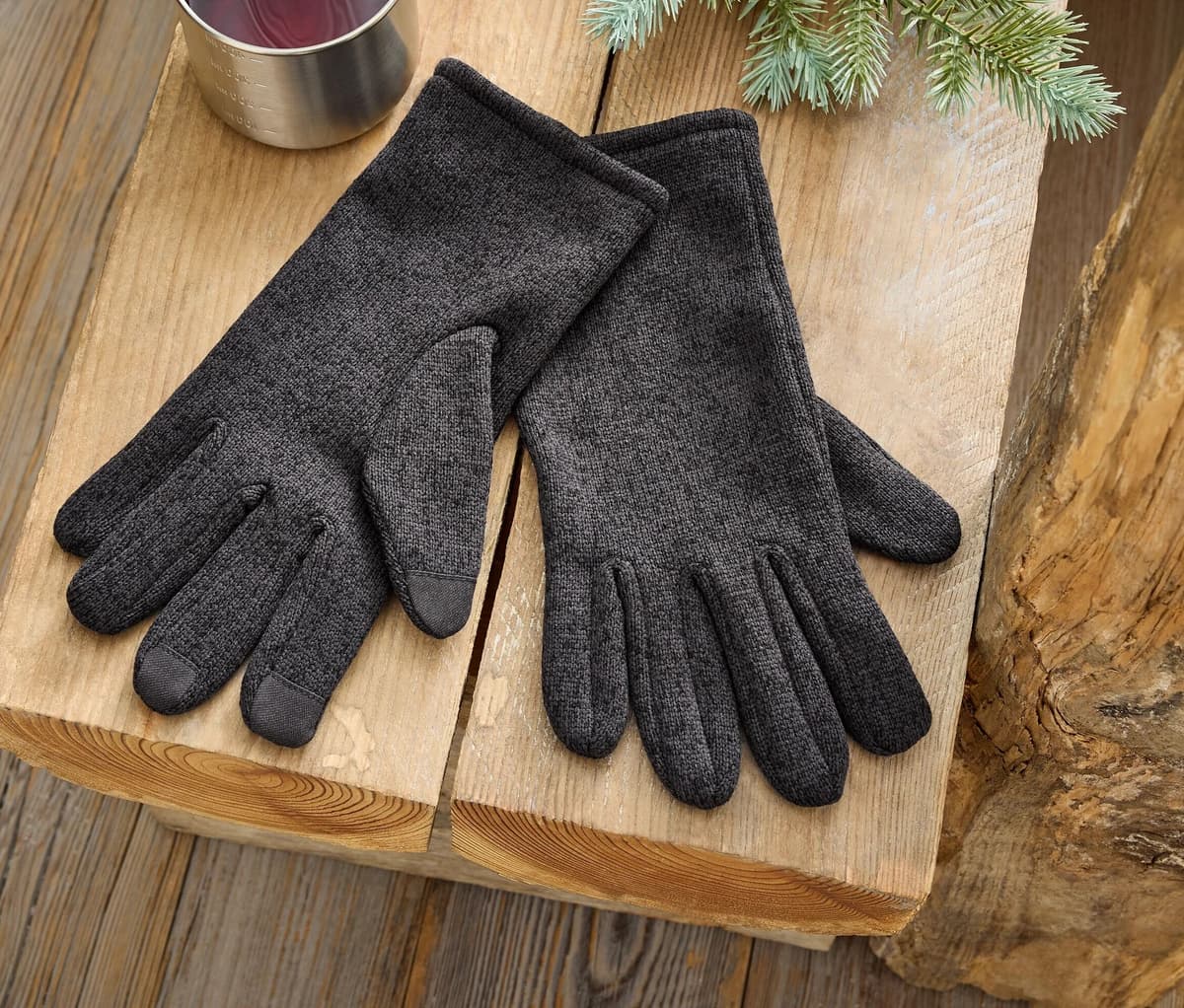 Tchibo - Strickfleece-Handschuhe - Unisex - Gr. 9,5 - anthrazit