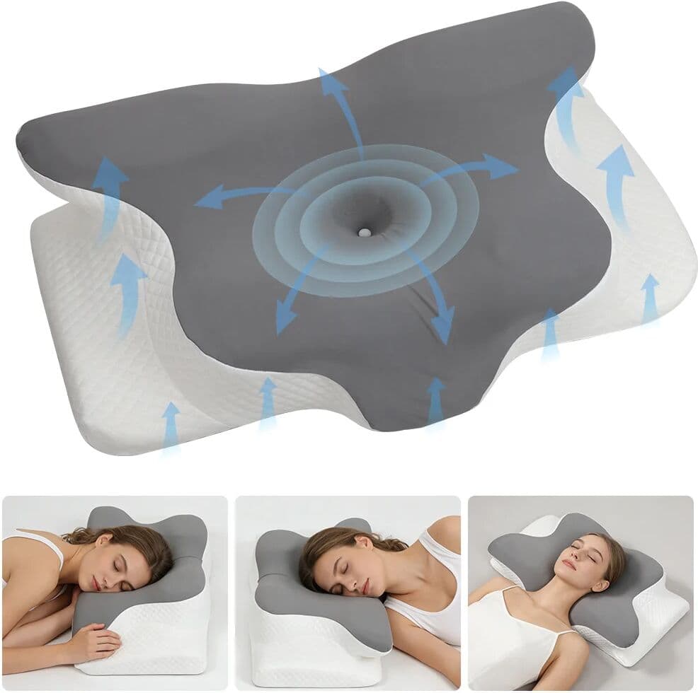 NONE Sleeping Memory Pillow Butterfly Shaped Neck Pillows Comfortable Memory Foam Sleep Pillow Cervical Orthopedic Neck Massage Pillow Beding