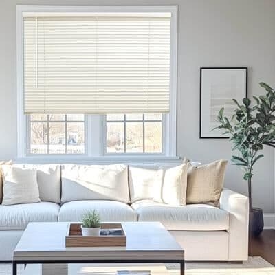 "Chicology Light Filtering Cordless Vinyl Mini Window Blinds - 1"" Slats - Alabaster 48"" Height Sizes"