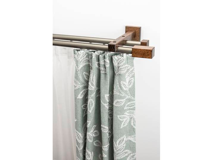 Gardinenschiene GARESA Cubus, Quader Innenlauf , braun (chromfarben, nussbaum), L:450cm, Gardinenstangen, Gardinenschiene, Innenlauf-Vorhanggarnitur, verlängerbar, Holz-Aluminium