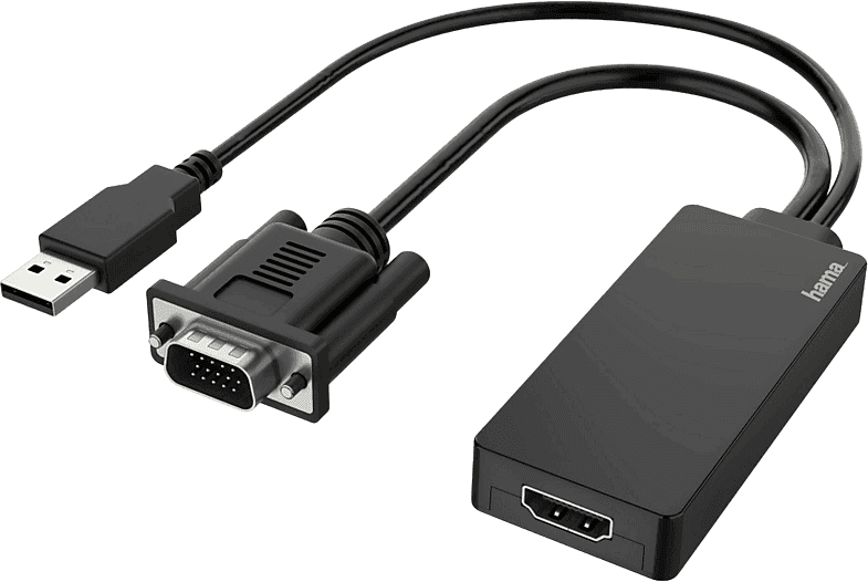 Adaptador - Hama 00200342, VGA+USB Plug HDMI™ Socket, Full HD 1080p, Negro