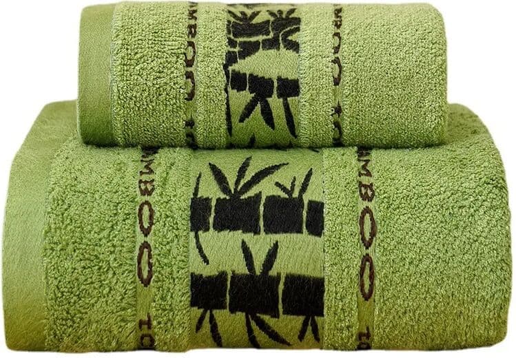 NONE 2pcs Set Bath Bamboo Towels Set 1PCS 35X75CM Hand Face Towel 1PCS 70X140CM Big Bath Sport Towel Cover Green Coffee Cream Toallas