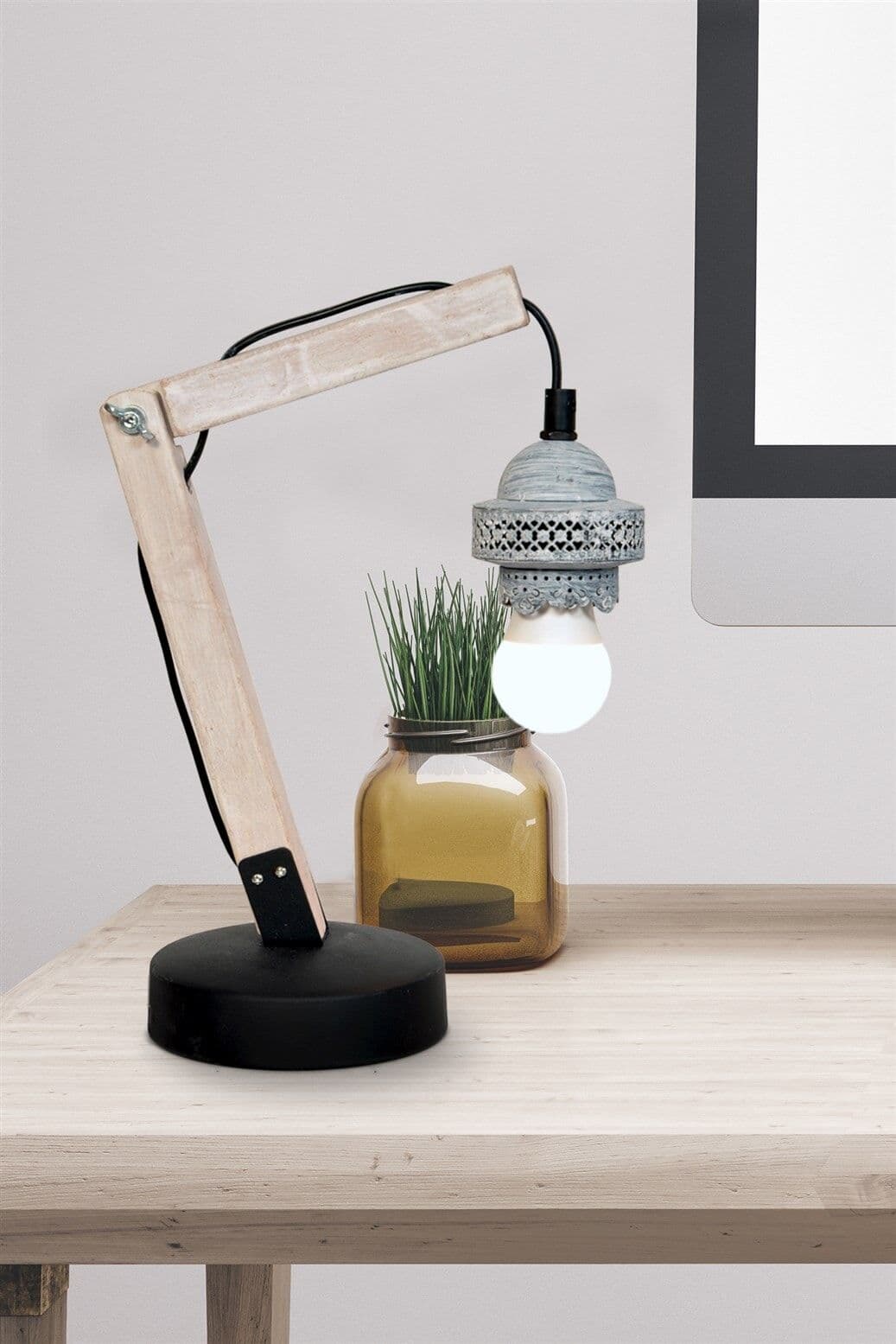 KAYOOM Tischleuchte "Tischlampe Rossa VI", grau, 1, H: 38,5cm, 1 Stk., Leuchten, modern, kombinierbar, Tischleuchte