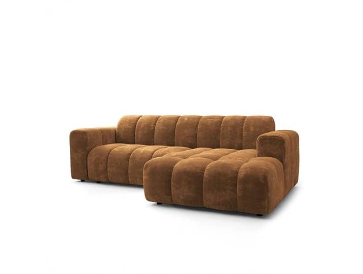 Canapé d'angle TISI Canape convertible - Angle - 3 places - 274 cm x 165 cm x 85 cm - Tissu chenille LUMO 35 - Marron clair
