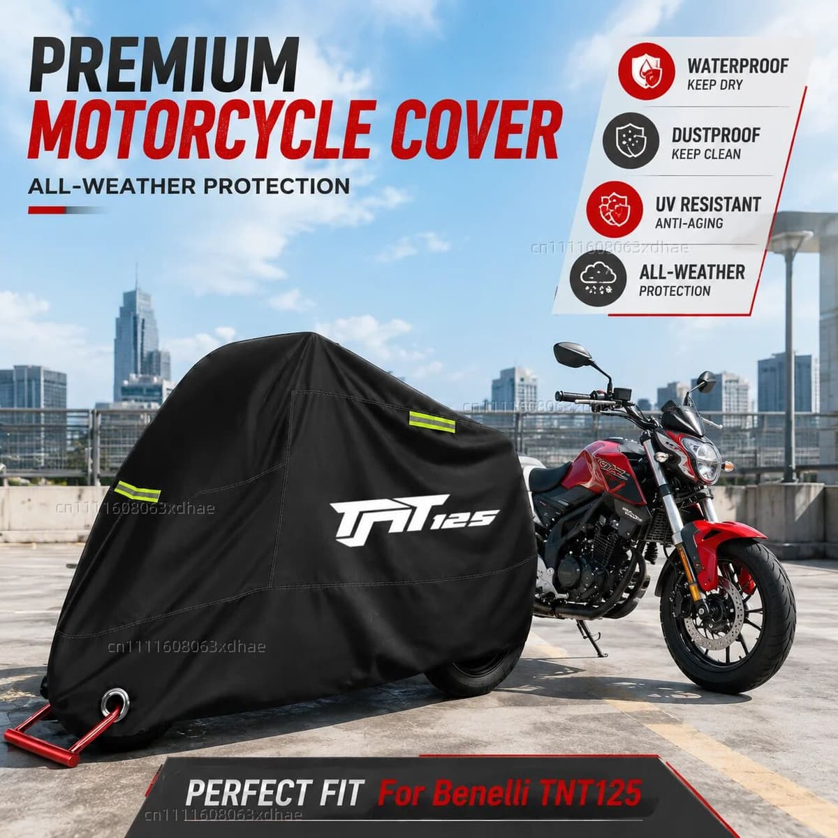 NONE All-Weather Motorcycle Cover Outdoor Protection Waterproof 190T Oxford Cloth For For Benelli TNT125 tnt125 tnt 125