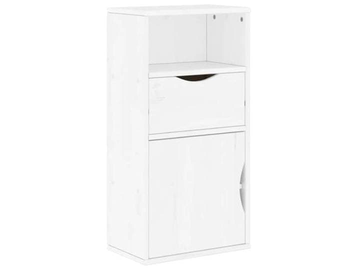 vidaXL Bijzetkast met lade ODDA 40x24x79 cm massief grenenhout wit, kast, opbergkast, dressoirkast, dressoir, buffet, keuken opbergkast, gangkast