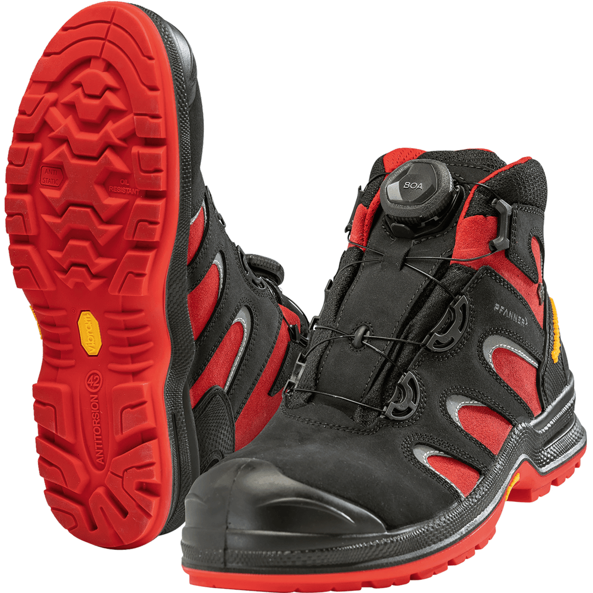 PFANNER Sicherheitsschuh BOA SEGURO HGH Gr.42 EN20345-S3 schwarz-rot 102332