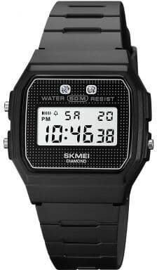 Everyday Crate SKMEI 1952 Digital Watch 50M Waterproof Sports Watch LED Electronic Wristwatch With Alarm And Stopwatch black Pu Belt