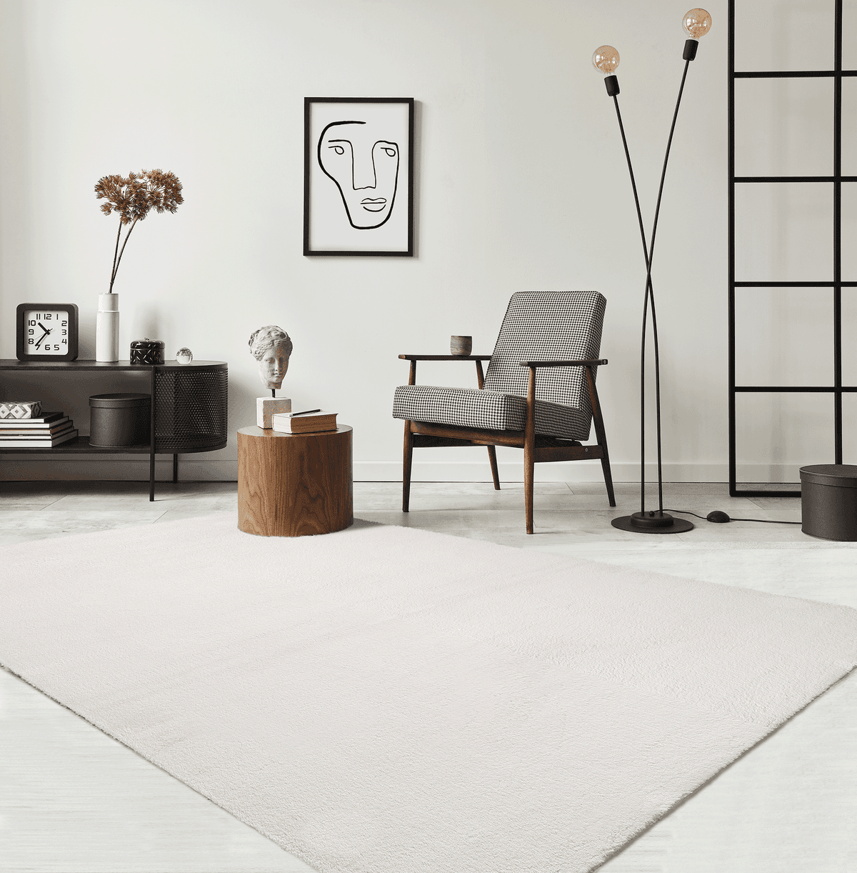 Teppich THE CARPET "kuschelig & Super Soft, Anti-Rutsch Unterseite", beige (creme), B:60cm H:16mm L:110cm, Polyester, Teppiche, Teppich, Waschbar bis 30 Grad, Felloptik, Wohnzimmer Teppich, Kundenliebling creme B : 60cm 1 Stk., 16mm, L: 110cm