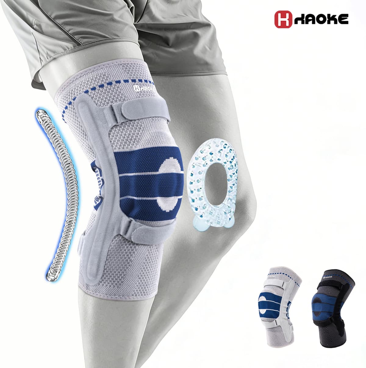 NONE 1 Pcs Compression Knee Support Sleeve Elastic Knee Pads Brace Springs Gym Sports Protector Basketball Hiking Leg Guards