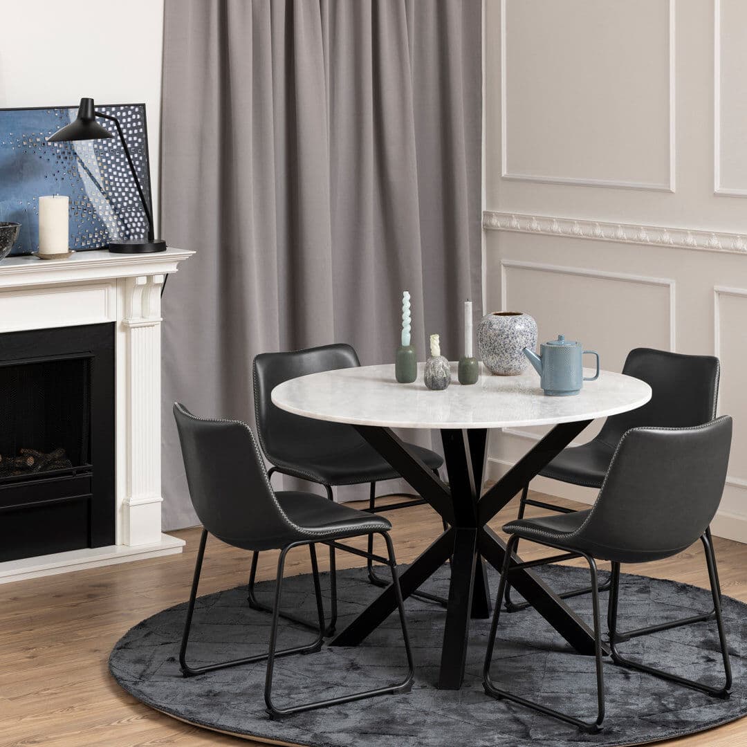 Brayden Studio Babajko Round Marble Top Dining Table White 75 H x 110 L x 110 W cm