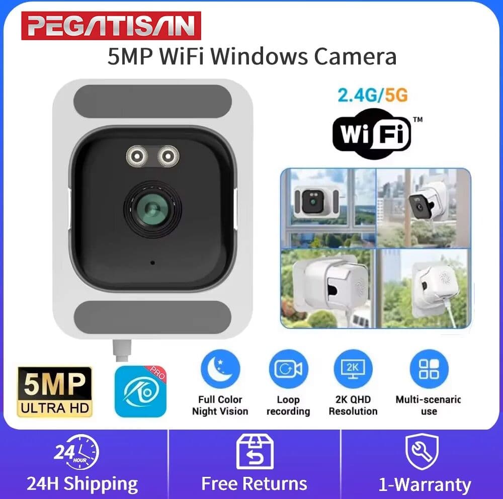 PEGATAH 3MP 2.4/5G Windows Camera Color Night Vision WiFi Indoor Cam For Home Security Motion Detection 24/7 Recording