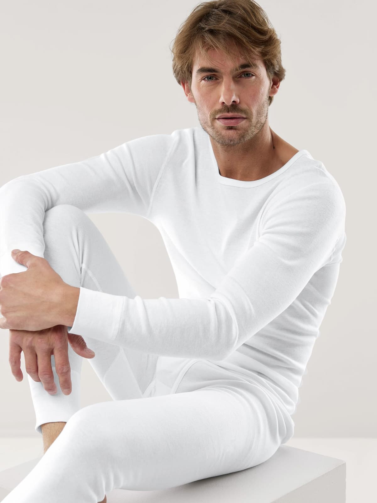 Walbusch Thermo-Langarmshirt 2er-Pack, #normale Größen, Farbe Weiß, 9(3XL), reine Baumwolle Thermo-Effekt Herren