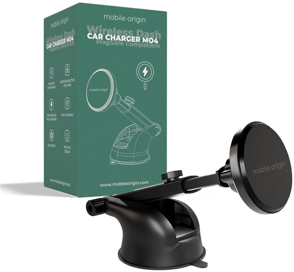 Mobile Origin MO4 Trådløs Mobilopplader til Bil - 15W - MagSafe Kompatibel - Svart