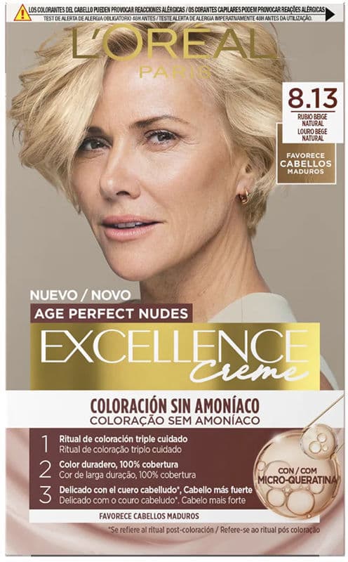 L'Oréal París Excellence Creme coloración sin amoníaco con micro-queratina #8.13-Rubio Beige