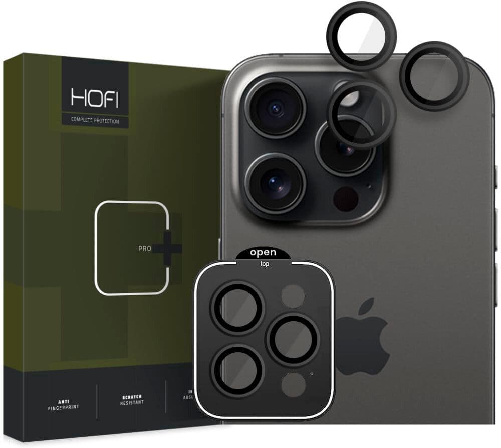 iPhone 15 Pro / 15 Pro Max HOFI Camring Pro+ Kameralinse Beskyttelse - Sort Kant