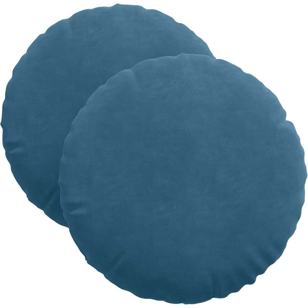 vidaXL Coussins de siège 2 pc Velours Bleu Diam. 40 x 13 cm