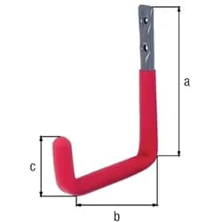 GAH, Kleiderhaken + Wandgarderobe, Wandhaken U-Form Rotgummi Ausladung 153 mm Stahl roh verzinkt Höhe 215 mm Ø 18 mm