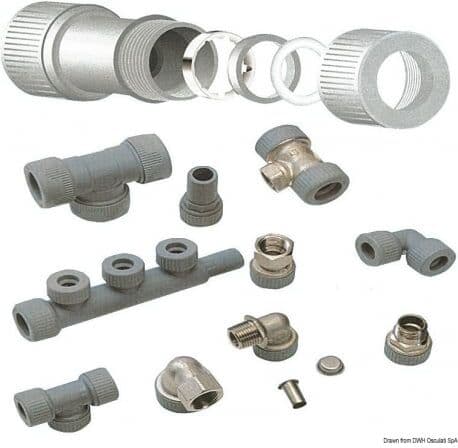Osculati Sistema Hydrofix di raccordi per impianti idrici Collettore Hydrofix 2 derivazioni 22 mm