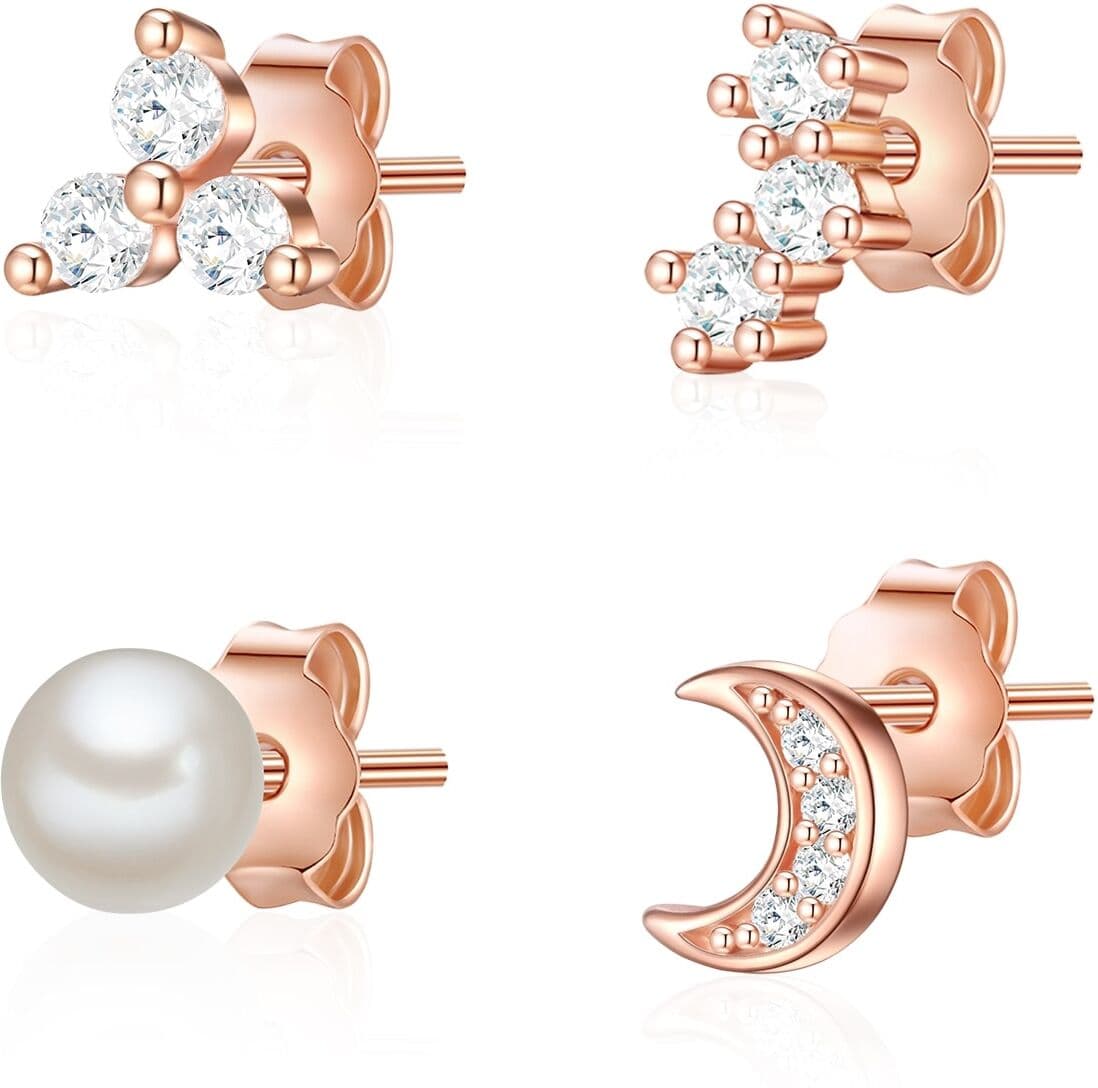 Schmuckset GLANZSTÜCKE MÜNCHEN "Set: GSM459", rosa (roségold, weiß), Schmuck_Sets, Damen, Schmuckset, aus Sterling Silber