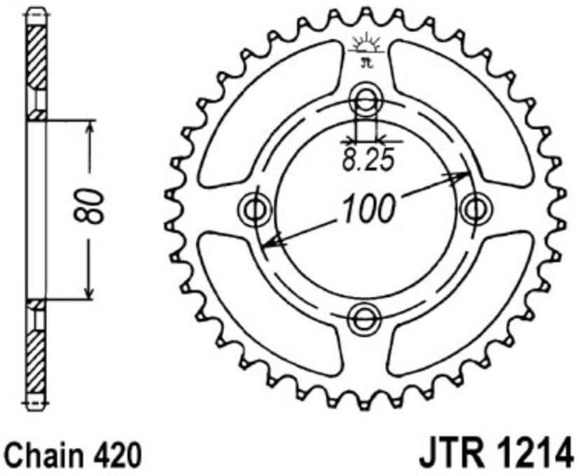 Roda dentada, corrente JT R1214,45