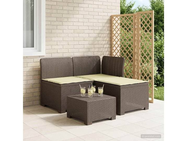 vidaXL 3-Sitzer Garten Sofa mit Kissen Rattan-Look 3-Sitzer PP
