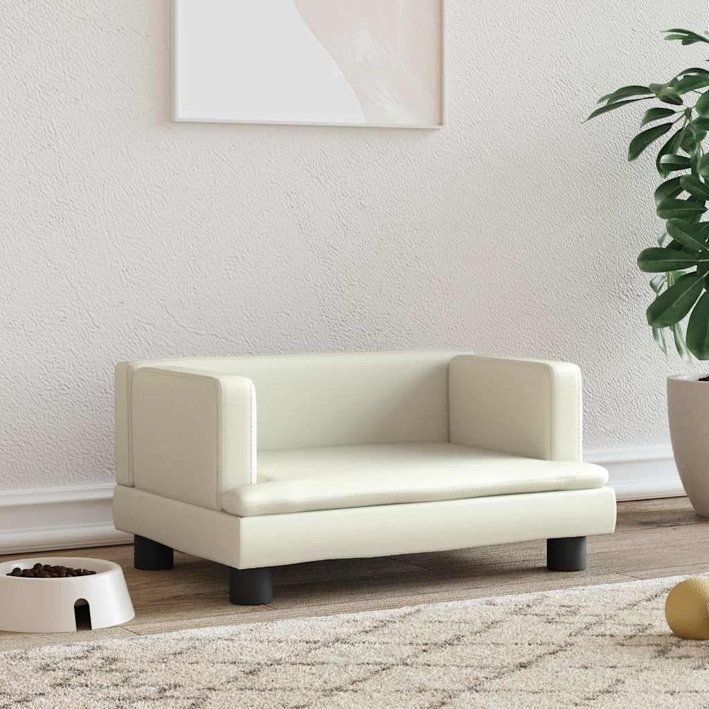vidaXL Cama para perros de cuero sintético crema 60x40x30 cm Crema