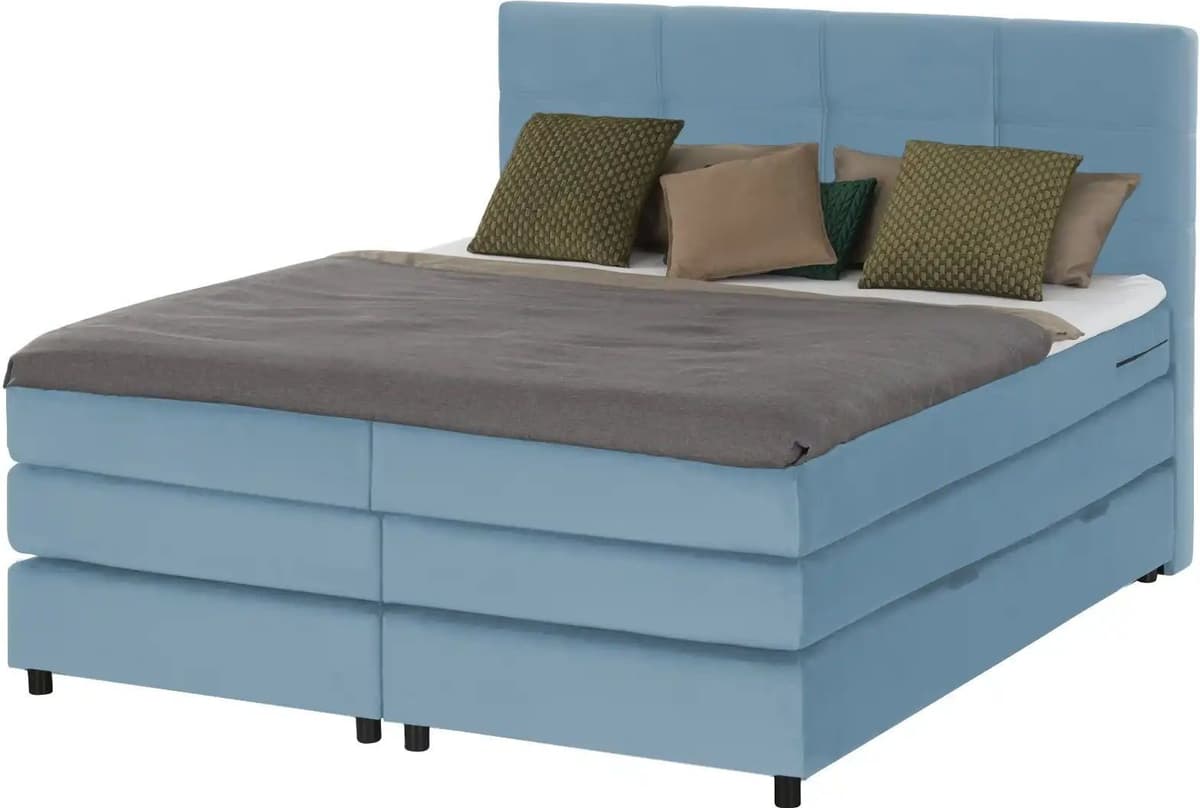 Höffner Boxspringbett  Wind ¦ blau ¦ Maße (cm): B: 140 H: 152