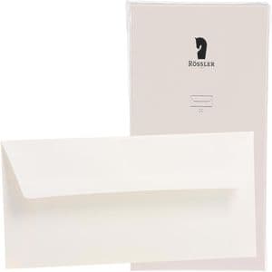 Rössler-Papier Briefumschläge Satin, weiß,DIN lang, ohne Fenster, nassklebend, 100g/m², 20 Stück