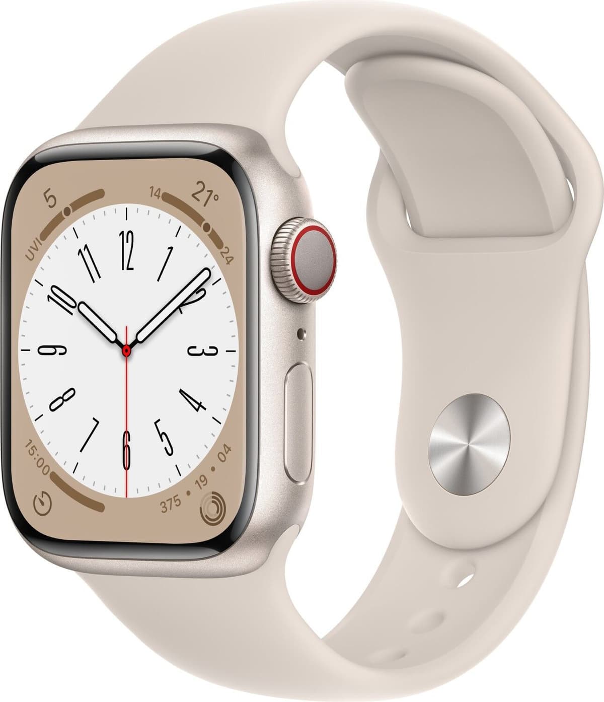 Apple Watch Series 8 Aluminium 41 mm (2022)   GPS + Cellular   Księżycowa Poświata   Pasek sportowy Księżycowa Poświata S/M - Refurbished