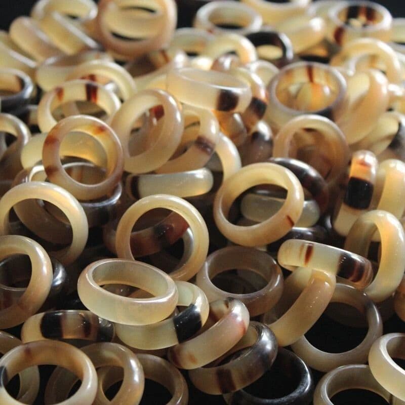 NONE Tibetan Yak Horn , Adjustable Ring for Men and Women, Artistic Ornament, Natural Handheld Accessory