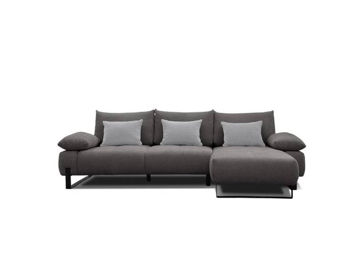 Canapé d'angle meridienne droit LUCCAS tissu forte gris souris