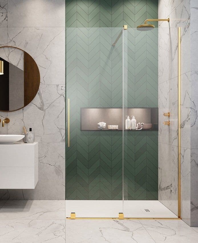 Radaway Furo Gold Walk-in kabina 130x200cm prawa szkło przejrzyste 10106688-09-01R/10110644-01-01
