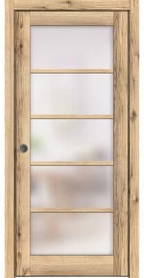 SartoDoors Quadro 4002   Interior French Doors French Door   Solid Wood w/ Glass   Hardware Set   18x80, Oak Bedroom Door