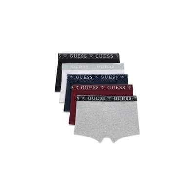 Boxershorts GUESS "NJFMB BOXER TRUNK 5 PACK", Herren, Gr. XL, 3 Stk., Jersey, jblk g011 h9d3 g588, Jersey, Obermaterial: 95% Baumwolle, 5% Elasthan, unifarben, eng, Unterhosen, mit Logobund