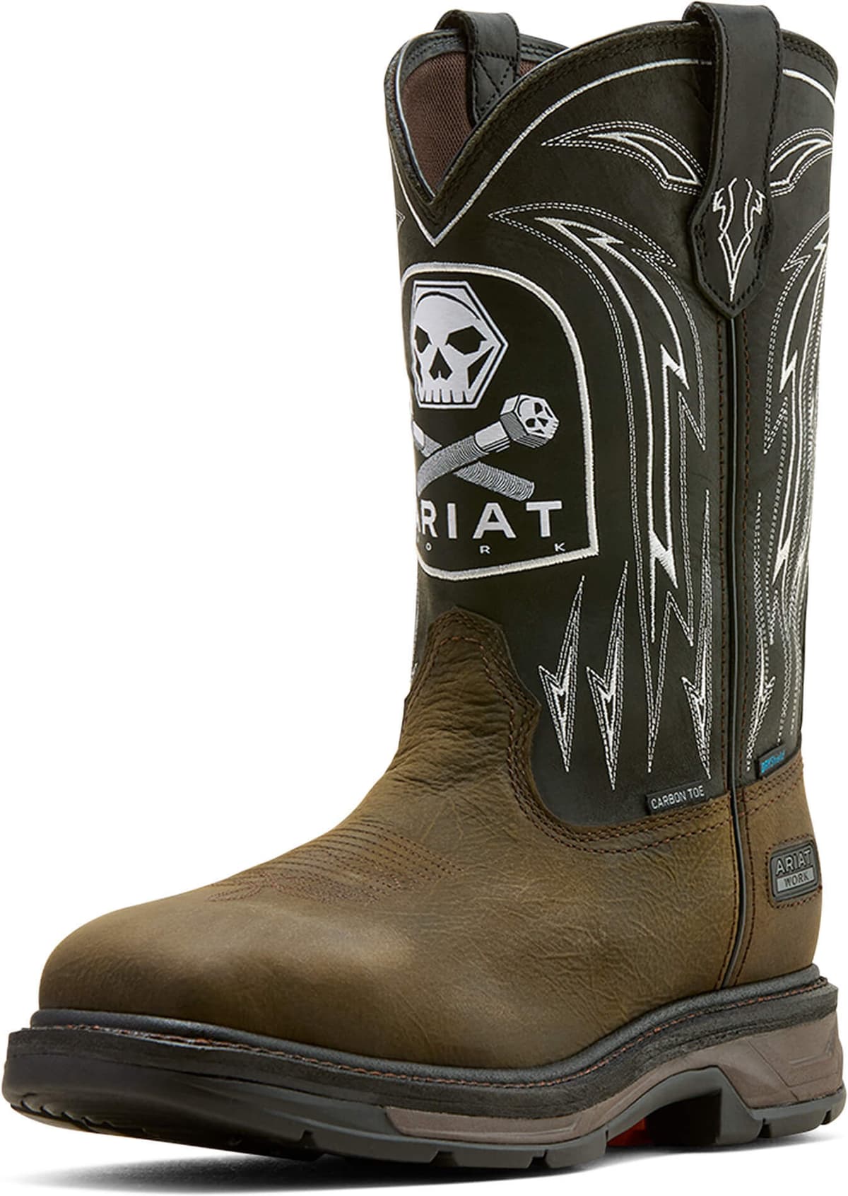 Men's WorkHog XT Bolt Skull Waterproof Wide Square Toe Carbon Work Boots in Iron Coffee Black, Size: 11 D / Medium by Ariat