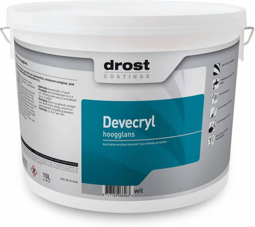 Drost Devecryl Hoogglans - 10 Liter - Kleur   8717154085358   Verf