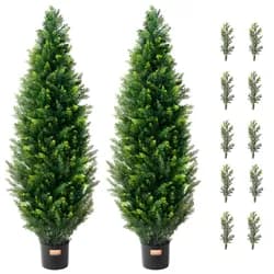 VEVOR Künstlicher Formschnittbaum aus Zeder, 121,9 cm hoch (2 Stück), mit zusätzlichen Blättern und Topf, künstliche immergrüne Kiefern-Zypressenpflanze, UV-geschütztes künstliches Grünset
