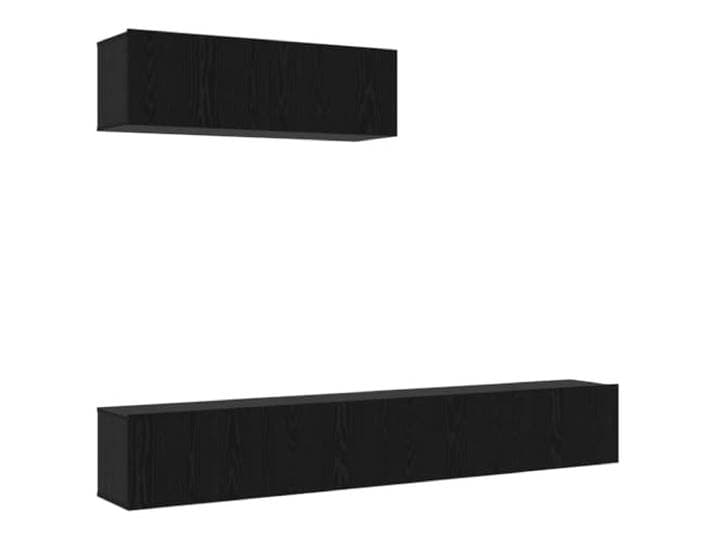 LMTYOENFG TV-Board Set 3-TLG Wandmontiert Schwarz Eichen-Optik Platzsparende Hängeboards mit 3 Klapptüren für Mediaplayer und Bücher im Wohnzimmer, belastbar bis 180 kg.